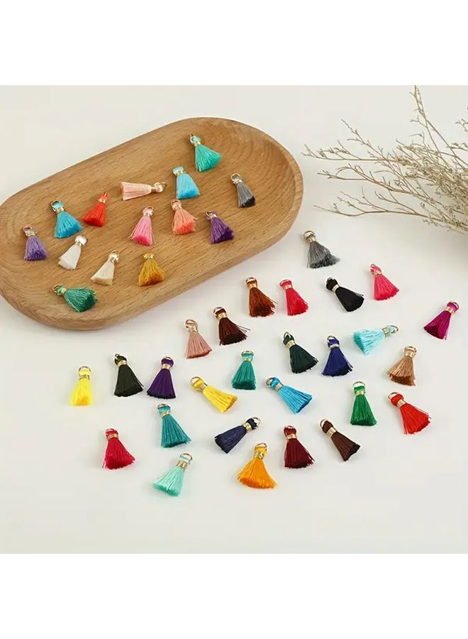 20 شرابة بيضاء يدوية الصنع مع حلقات أسلاك ذهبية لصنع المجوهرات DIY وتزيين القبعات - Image 1